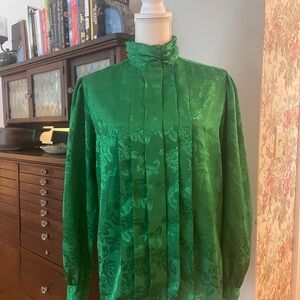 Vintage Green Christmas Blouse